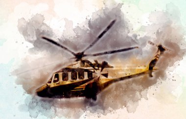 askeri helikopter resim sanatı klasiği çiziyor