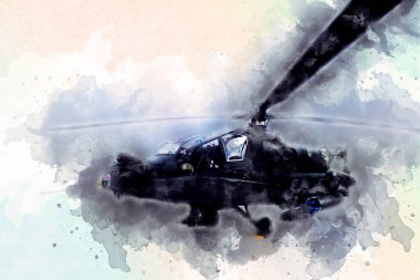 askeri helikopter resim sanatı klasiği çiziyor