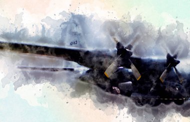 Amerikan savaş uçağı resim sanatı klasiği çiziyor.