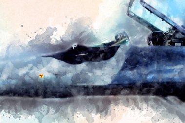 Amerikan savaş uçağı resim sanatı klasiği çiziyor.