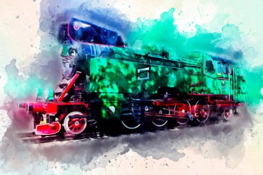 Eski buharlı lokomotif motoru antika