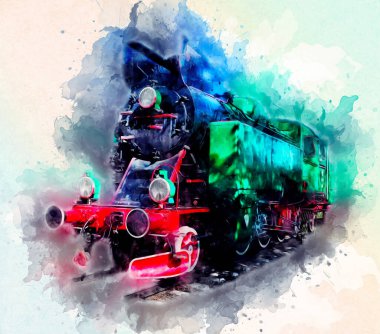 Eski buharlı lokomotif motoru antika