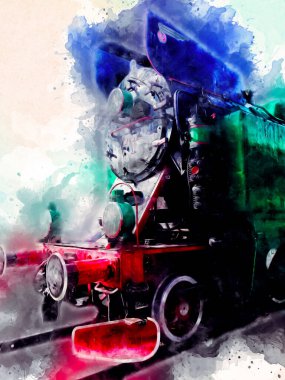 Eski buharlı lokomotif motoru antika