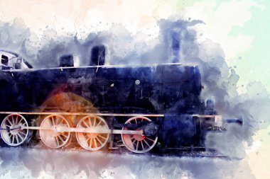 Eski buharlı lokomotif motoru antika