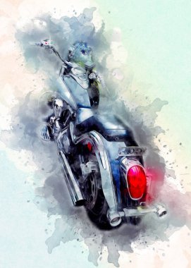 Motosiklet görüntüleme rengi izole edilmiş sanat antika retro