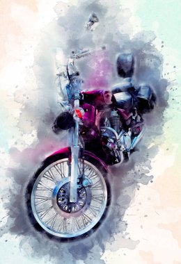 Motosiklet görüntüleme rengi izole edilmiş sanat antika retro