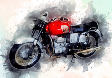 Motosiklet görüntüleme rengi izole edilmiş sanat antika retro