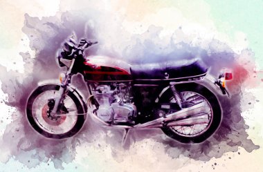 Motosiklet görüntüleme rengi izole edilmiş sanat antika retro