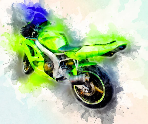 Motor cycle llustration color isolated art vintage retro