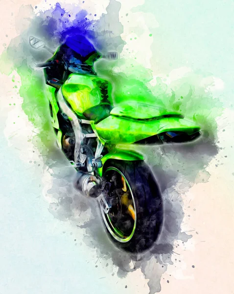 Motor cycle llustration color isolated art vintage retro