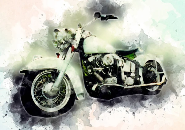 Motor cycle llustration color isolated art vintage retro