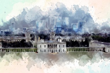 Londra 'nın büyük Ben sanat eseri çizimi, çizim, eğlenceli tasarım, antika retro