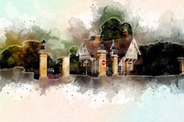 Londra 'nın büyük Ben sanat eseri çizimi, çizim, eğlenceli tasarım, antika retro