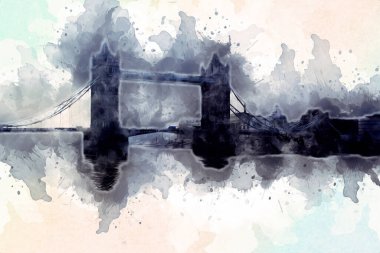 Londra 'nın büyük Ben sanat eseri çizimi, çizim, eğlenceli tasarım, antika retro