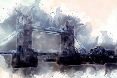 Londra 'nın büyük Ben sanat eseri çizimi, çizim, eğlenceli tasarım, antika retro