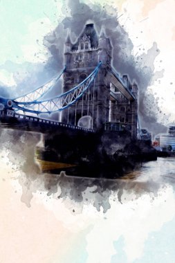 Londra 'nın büyük Ben sanat eseri çizimi, çizim, eğlenceli tasarım, antika retro