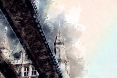 Londra 'nın büyük Ben sanat eseri çizimi, çizim, eğlenceli tasarım, antika retro