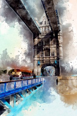 Londra 'nın büyük Ben sanat eseri çizimi, çizim, eğlenceli tasarım, antika retro