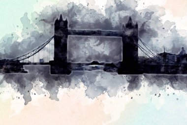 Londra 'nın büyük Ben sanat eseri çizimi, çizim, eğlenceli tasarım, antika retro