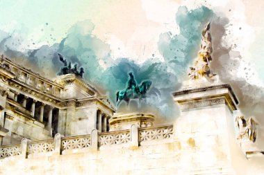 Roma İtalya sanatı eskiz çizimi eğlenceli tasarım antika retro