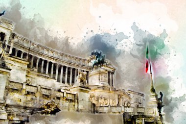 Roma İtalya sanatı eskiz çizimi eğlenceli tasarım antika retro