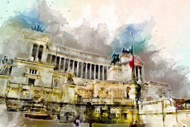 Roma İtalya sanatı eskiz çizimi eğlenceli tasarım antika retro