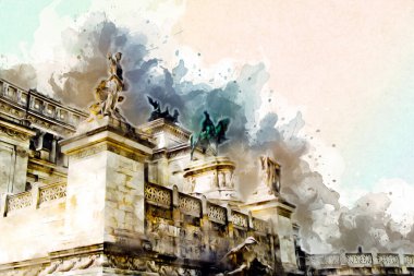 Roma İtalya sanatı eskiz çizimi eğlenceli tasarım antika retro