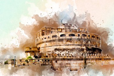 Roma İtalya sanatı eskiz çizimi eğlenceli tasarım antika retro