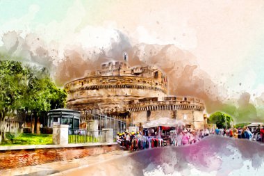 Roma İtalya sanatı eskiz çizimi eğlenceli tasarım antika retro