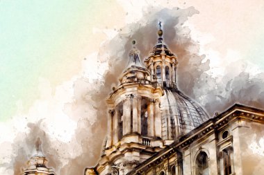 Roma İtalya sanatı eskiz çizimi eğlenceli tasarım antika retro