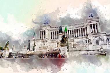 Roma İtalya sanatı eskiz çizimi eğlenceli tasarım antika retro