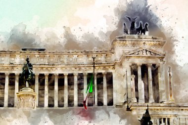 Roma İtalya sanatı eskiz çizimi eğlenceli tasarım antika retro