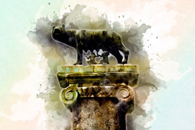 Roma İtalya sanatı eskiz çizimi eğlenceli tasarım antika retro