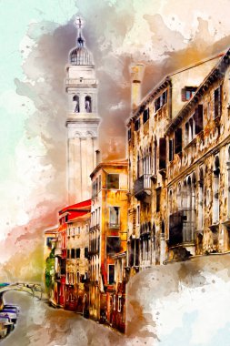 Venedik sanat eskizi çizimi eğlenceli tasarım antika retro