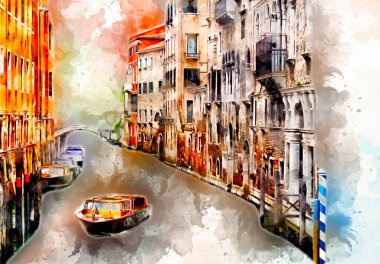 Venedik sanat eskizi çizimi eğlenceli tasarım antika retro