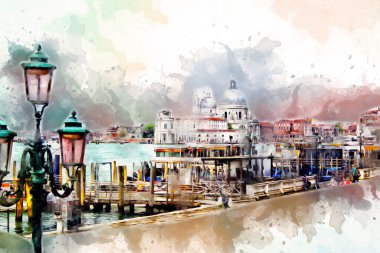 Venedik sanat eskizi çizimi eğlenceli tasarım antika retro