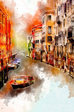 Venedik sanat eskizi çizimi eğlenceli tasarım antika retro