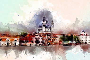 Venedik sanat eskizi çizimi eğlenceli tasarım antika retro