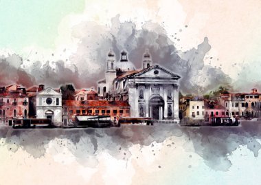 Venedik sanat eskizi çizimi eğlenceli tasarım antika retro