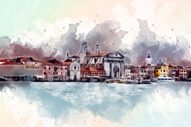 Venedik sanat eskizi çizimi eğlenceli tasarım antika retro