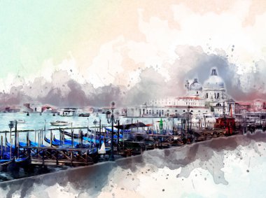 Venedik sanat eskizi çizimi eğlenceli tasarım antika retro