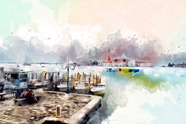 Venedik sanat eskizi çizimi eğlenceli tasarım antika retro