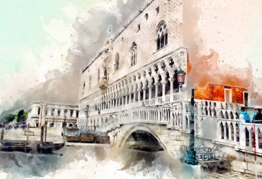 Venedik sanat eskizi çizimi eğlenceli tasarım antika retro