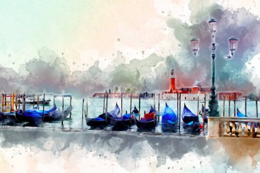 Venedik sanat eskizi çizimi eğlenceli tasarım antika retro