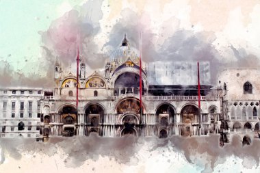 Venedik sanat eskizi çizimi eğlenceli tasarım antika retro