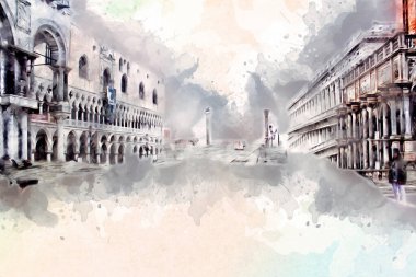 Venedik sanat eskizi çizimi eğlenceli tasarım antika retro