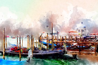 Venedik sanat eskizi çizimi eğlenceli tasarım antika retro