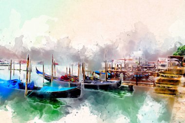 Venedik sanat eskizi çizimi eğlenceli tasarım antika retro