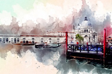 Venedik sanat eskizi çizimi eğlenceli tasarım antika retro