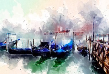 Venedik sanat eskizi çizimi eğlenceli tasarım antika retro